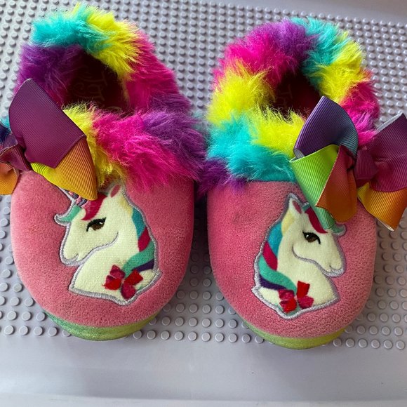 JoJo Siwa Unicorn Faux-Fur Slippers 11-12 - Picture 1 of 6